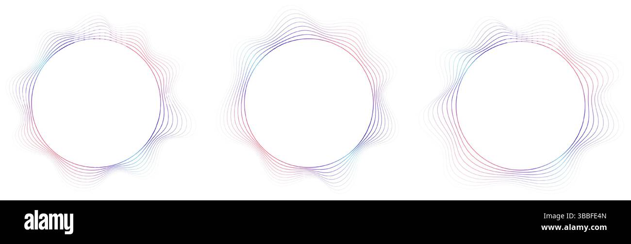 Wave Pattern Frame Circle Round sound wave frames, circular lines pattern, radial curvy shapes ...