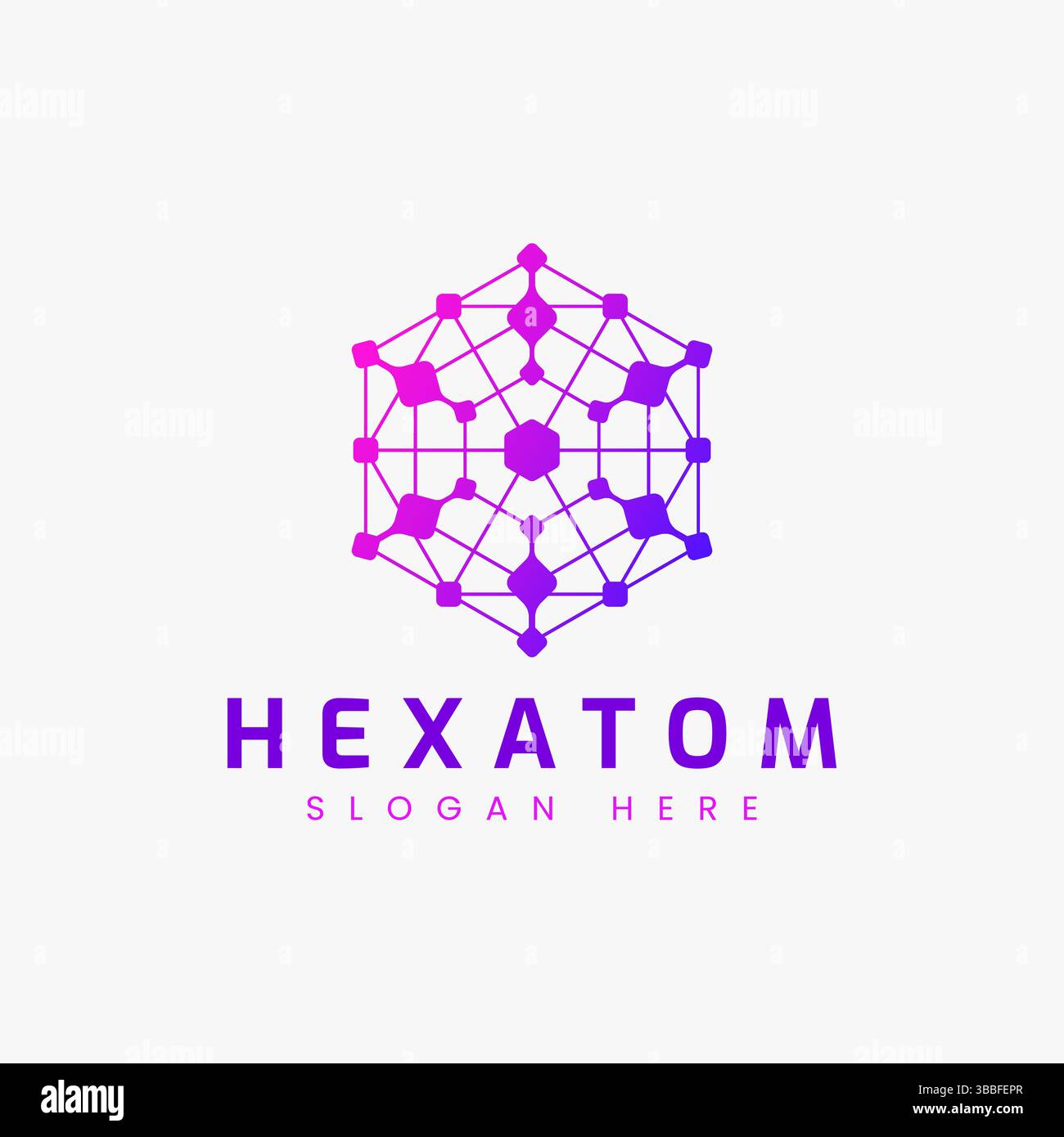 Hexagon and Atom Abstract Logo Concept for Connection and Communication Business Science and Technology. Stock Vector