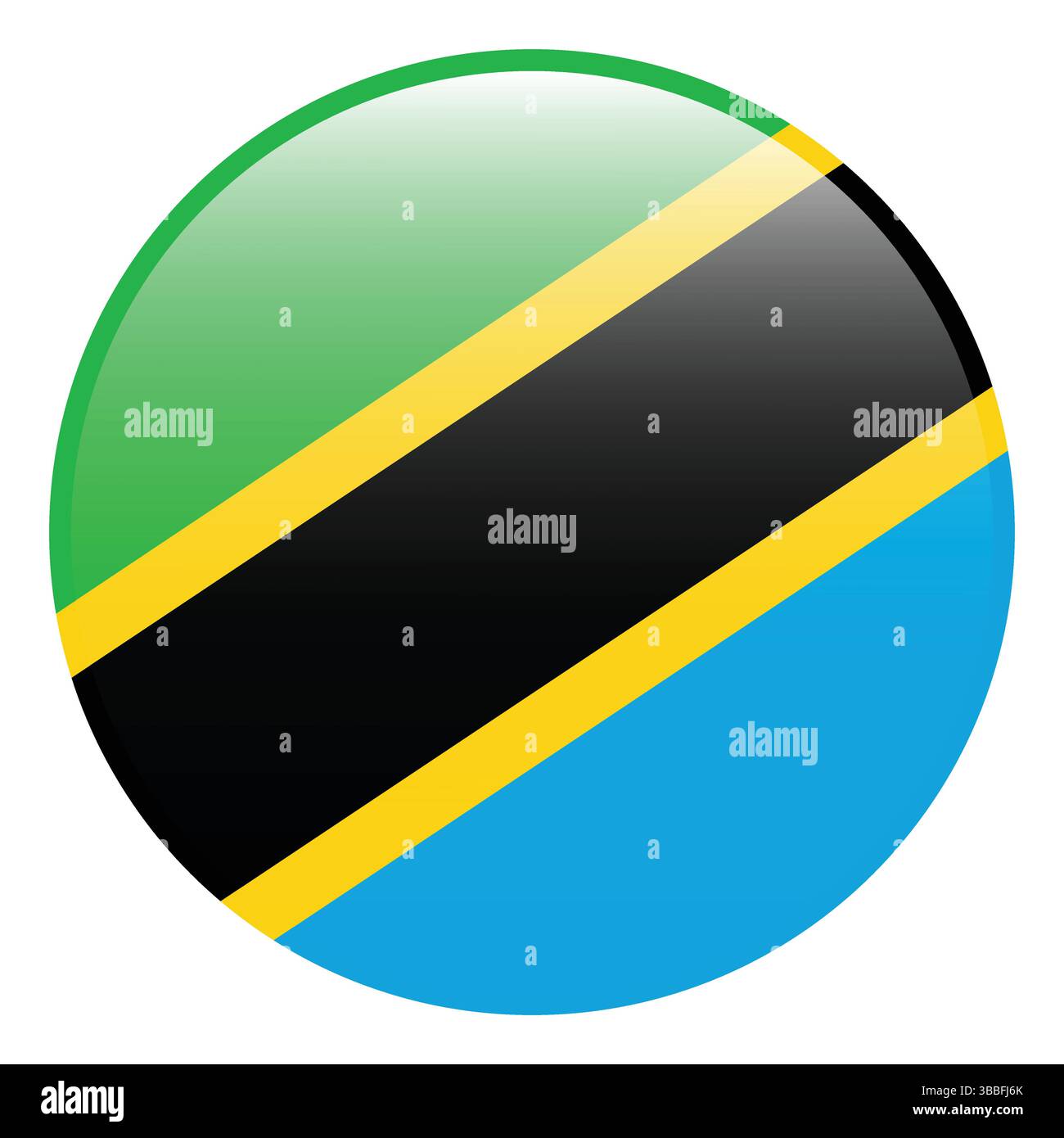 Flag of Tanzania. Tanzania circle flag 3d logo icon computer vector ...