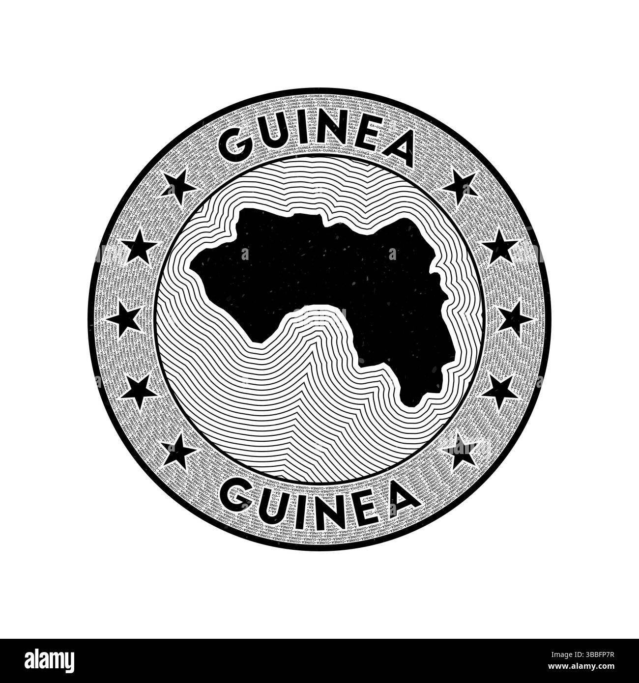 Guinea round badge vector. Country round stamp with shape of Guinea ...