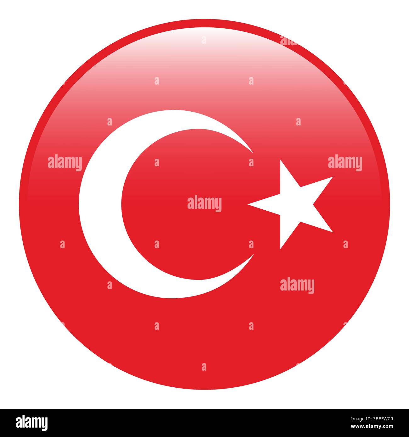 Flag of Turkey. Turkey circle flag 3d logo icon computer vector illustration design. Stock Vector