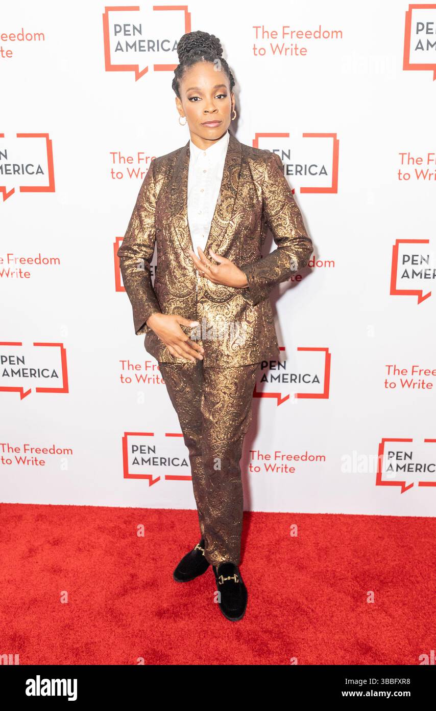 New York, NY, May 15, 2025: Amber Ruffin wearing suit by Stacey Bendet ...
