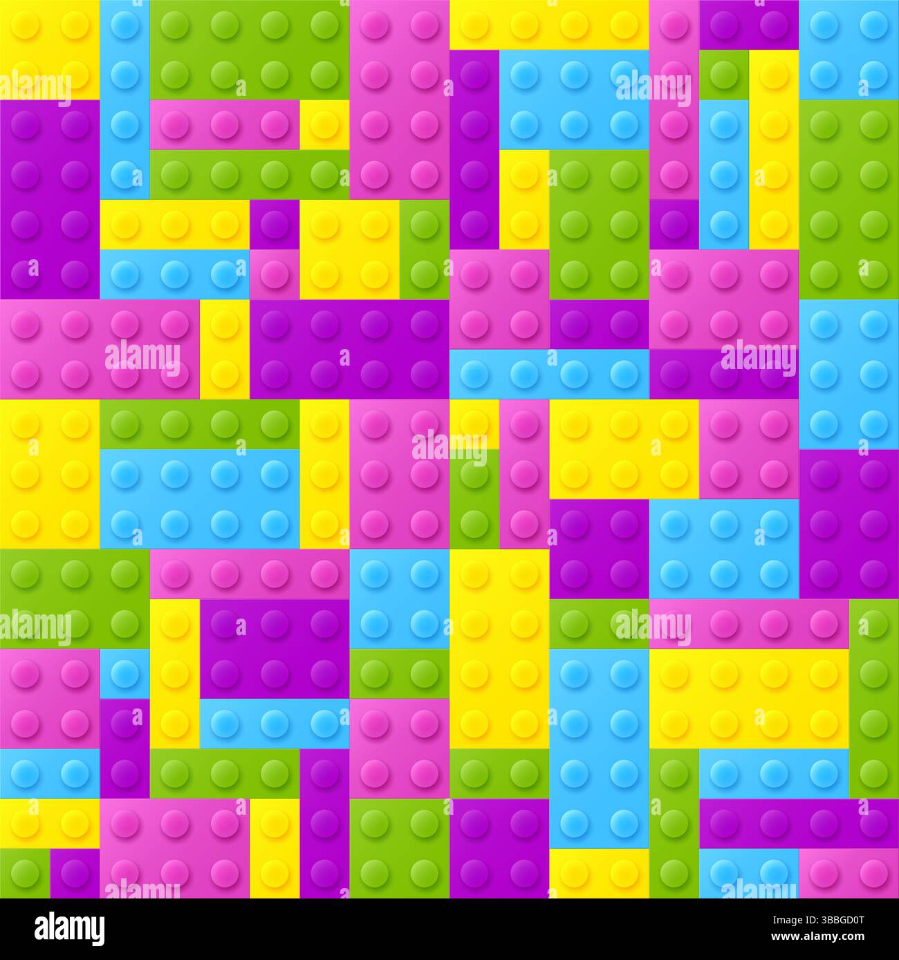Seamless pattern of multicolored plastic blocks Stock Vector