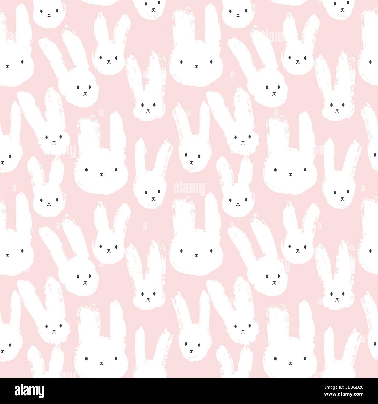 Seamless pattern with grunge brush bunny. Stock Vector