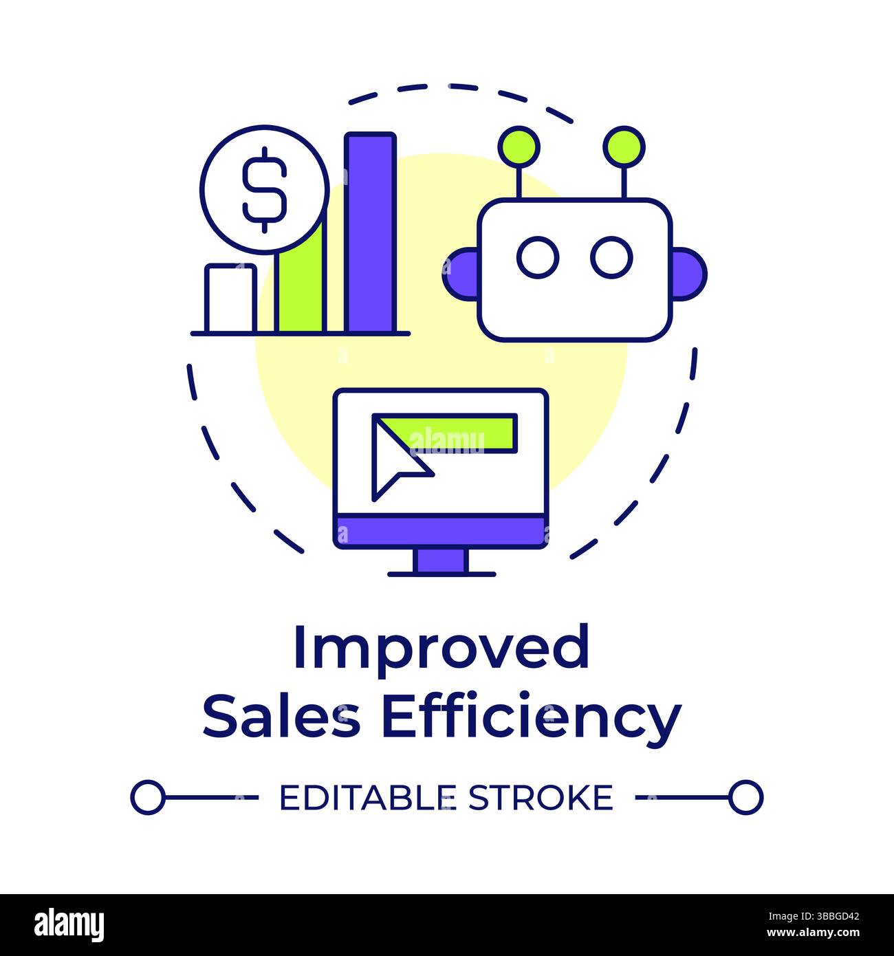 Improved sales efficiency multi color concept icon Stock Vector