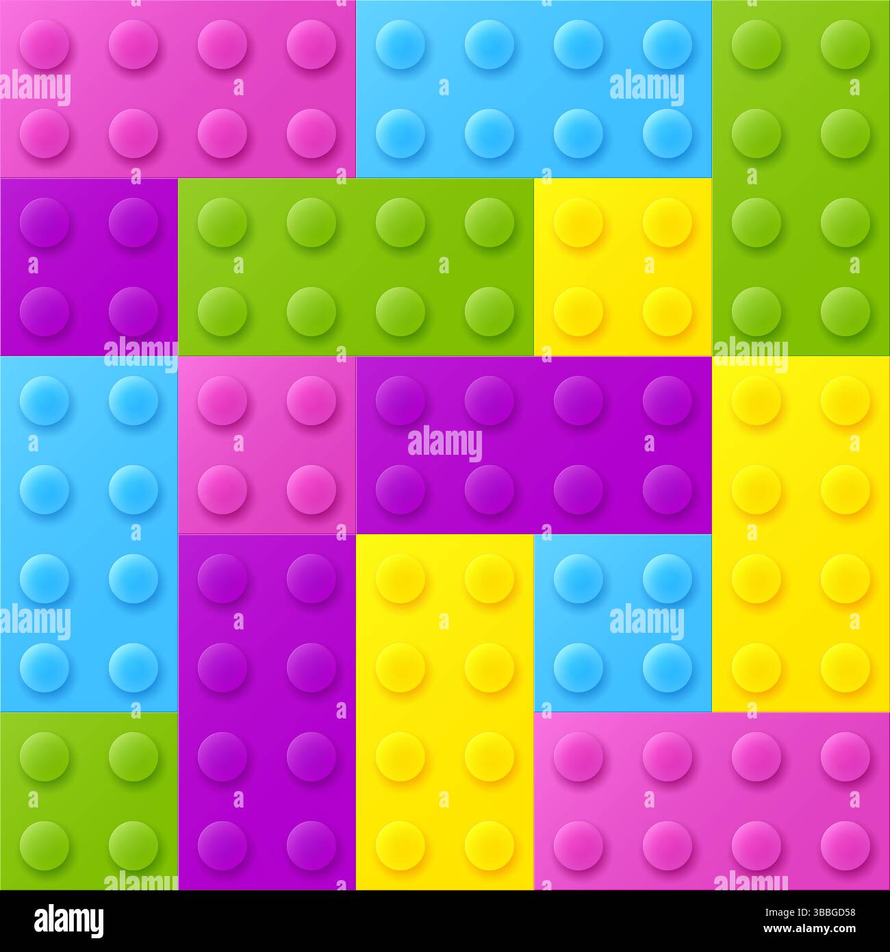 Seamless pattern of multicolored plastic blocks Stock Vector