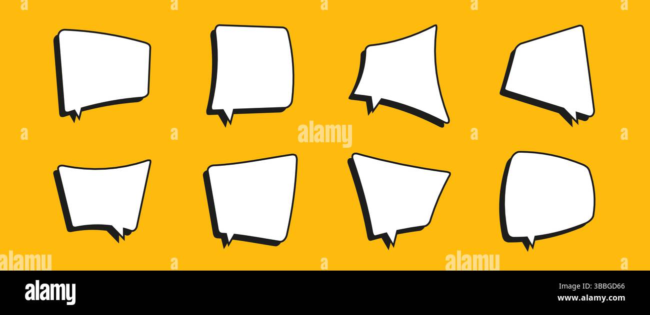 White speech bubbles isolated on yellow background. Stock Vector