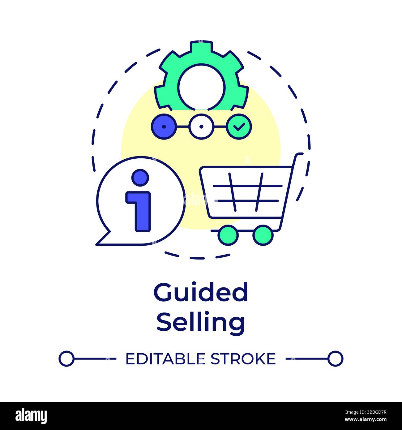 Guided selling multi color concept icon Stock Vector