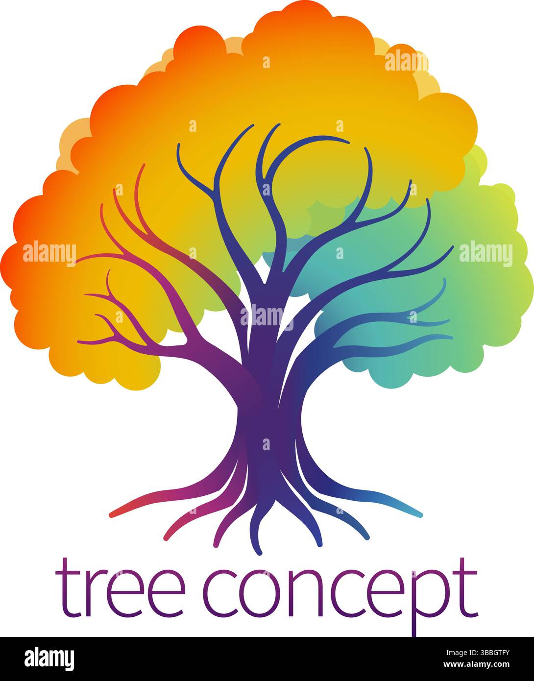 Rainbow Tree Abstract Stylised Concept Design Icon Stock Vector