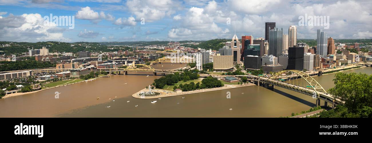 Pittsburgh Pennsylvania downtown city skyline view panorama Stock Photo