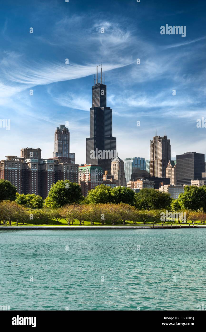 Chicago Illinois downtown city skyline across Lake Michigan USA Stock ...