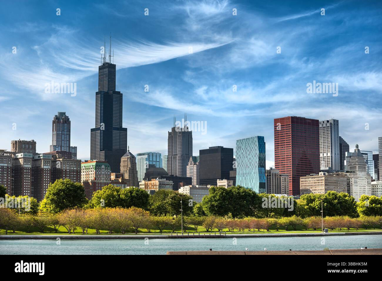 Chicago Illinois downtown city skyline across Lake Michigan USA Stock ...