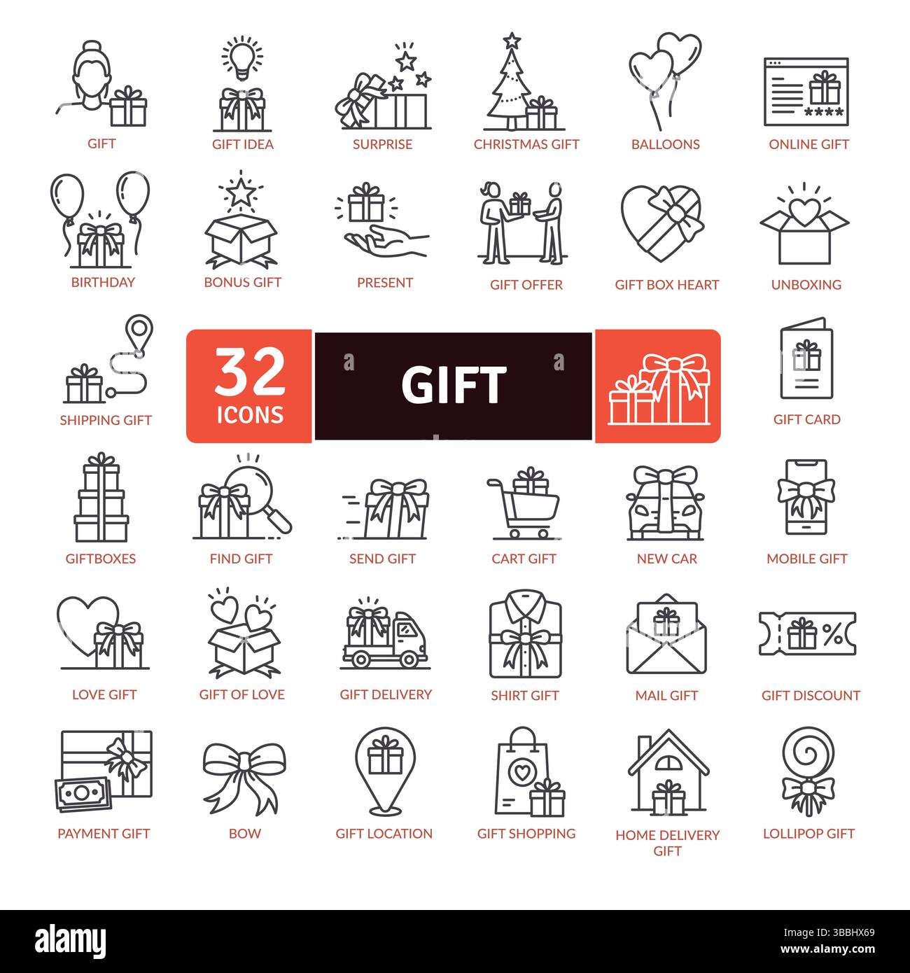 Gift icons collection. Presents and Celebrations Stock Vector Image ...