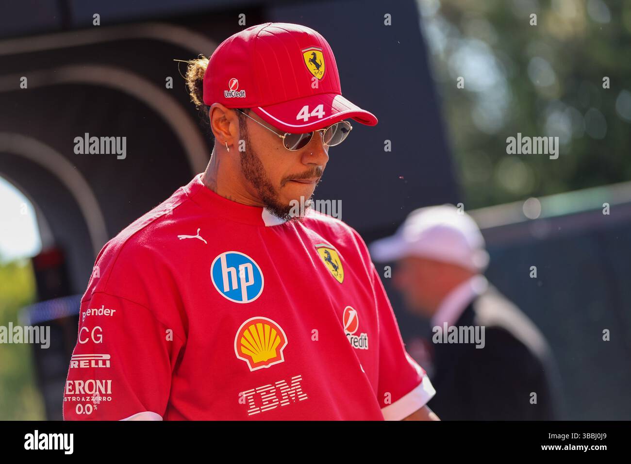 Imola, Italy. 15th May, 2025. Lewis Hamilton during the Formula 1 AWS Gran Premio del Made in Italy e Dell'Emilia-Romagna 2025, Emilia Romagna Grand Prix 2025, 7th round of the 2025 FIA Formula One World Championship, 15 May 2025 on the Autodromo Internazionale Enzo e Dino Ferrari, in Imola, Italy. Credit: Luca Rossini/E-Mage/Alamy Live News Stock Photo