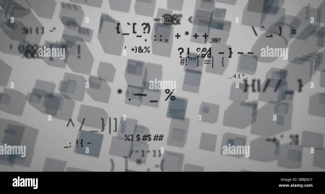 Image of data processing and squares over white background Stock Photo
