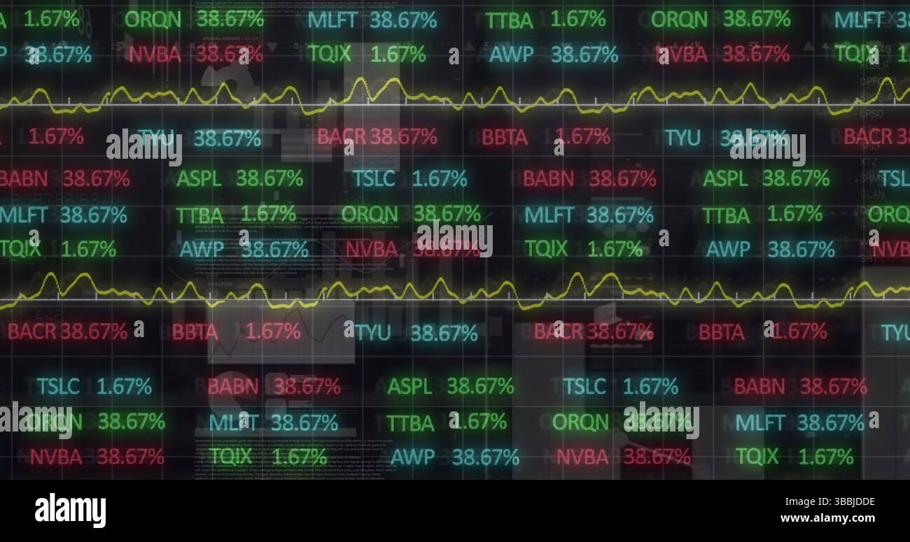Image of data processing over black background Stock Photo