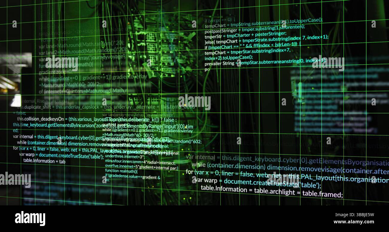 Image of data processing on black background Stock Photo