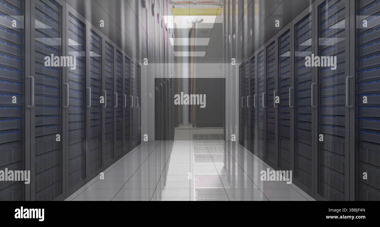 View of empty computer server room in seamless pattern Stock Photo