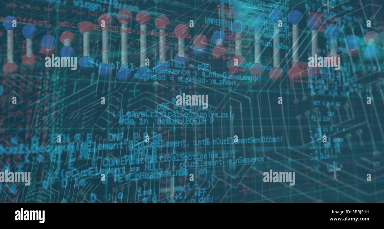 Image of blue glowing light trails and data processing over world map ...