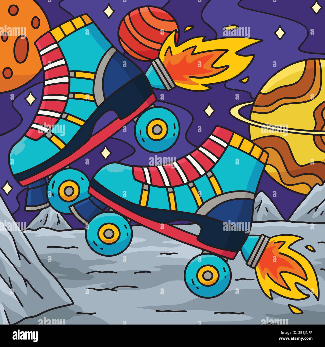 Skate Cartoon Drip Roller Skate with Rockets Colored Cartoon Stock Vector Image & Art - Alamy