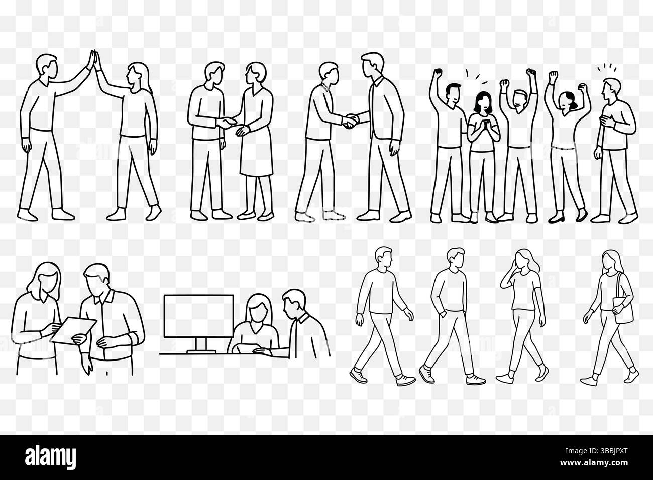 Teamwork & Collaboration Line Art Vector Set Stock Vector Image & Art ...