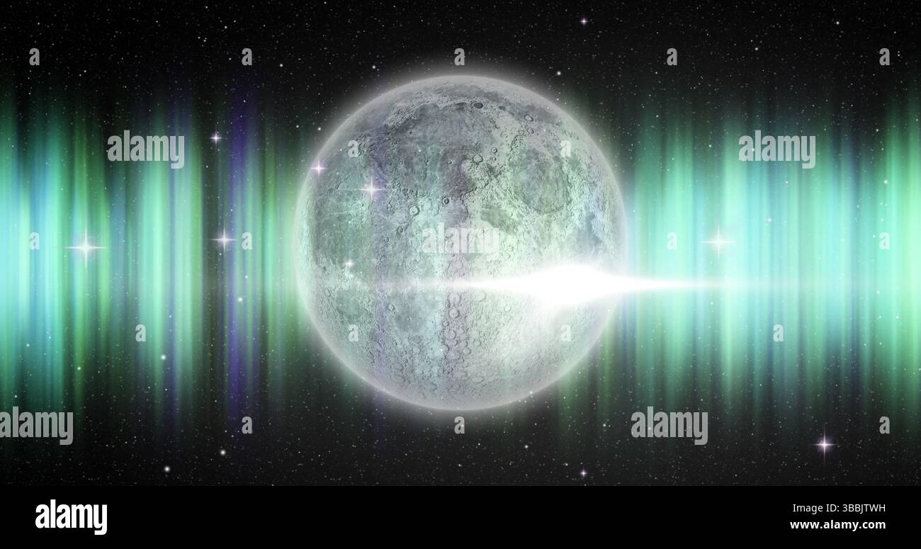 Image of globe over light trails Stock Photo