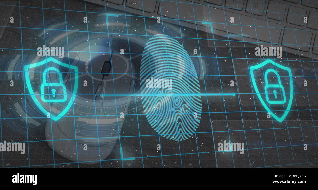 Image of finger print over computer Stock Photo - Alamy