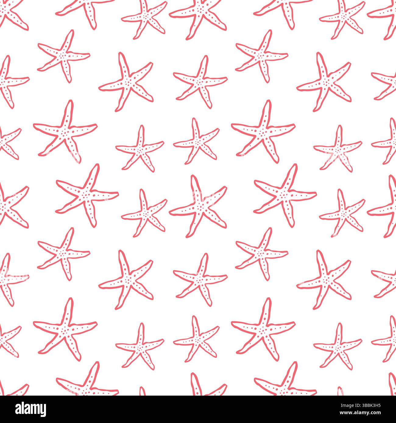 Delicate vector pattern with pink starfishes Stock Vector
