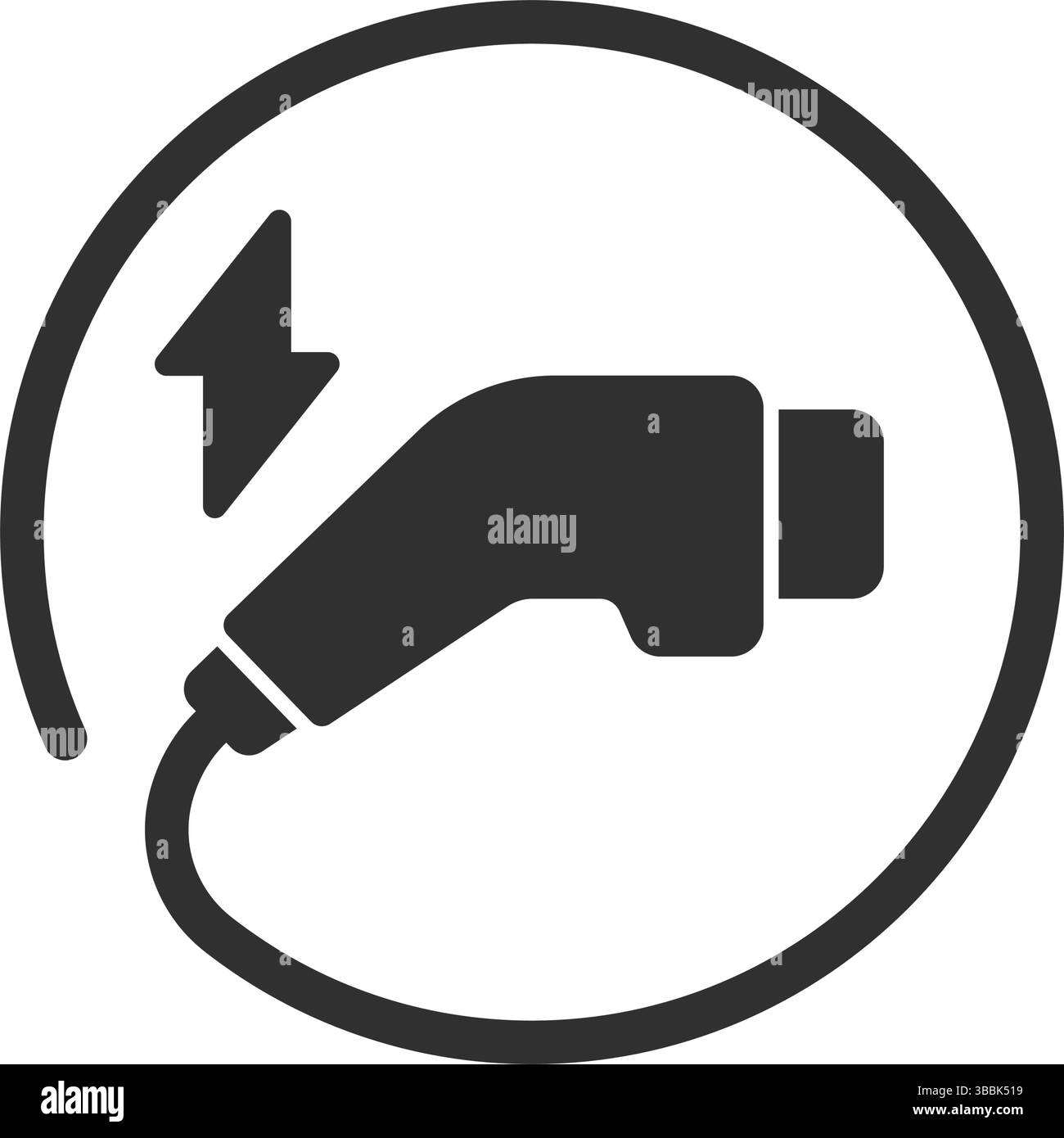 Electric car charger icon in flat style. Ev charger vector illustration on isolated background. Wire adapter sign business concept. Stock Vector