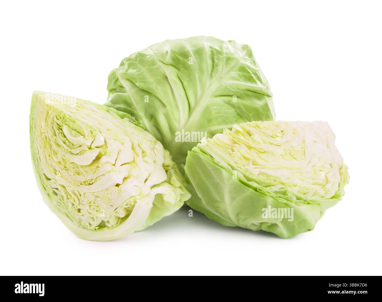 Cabbage Each Whole and cut cabbages isolated on white Stock Photo - Alamy