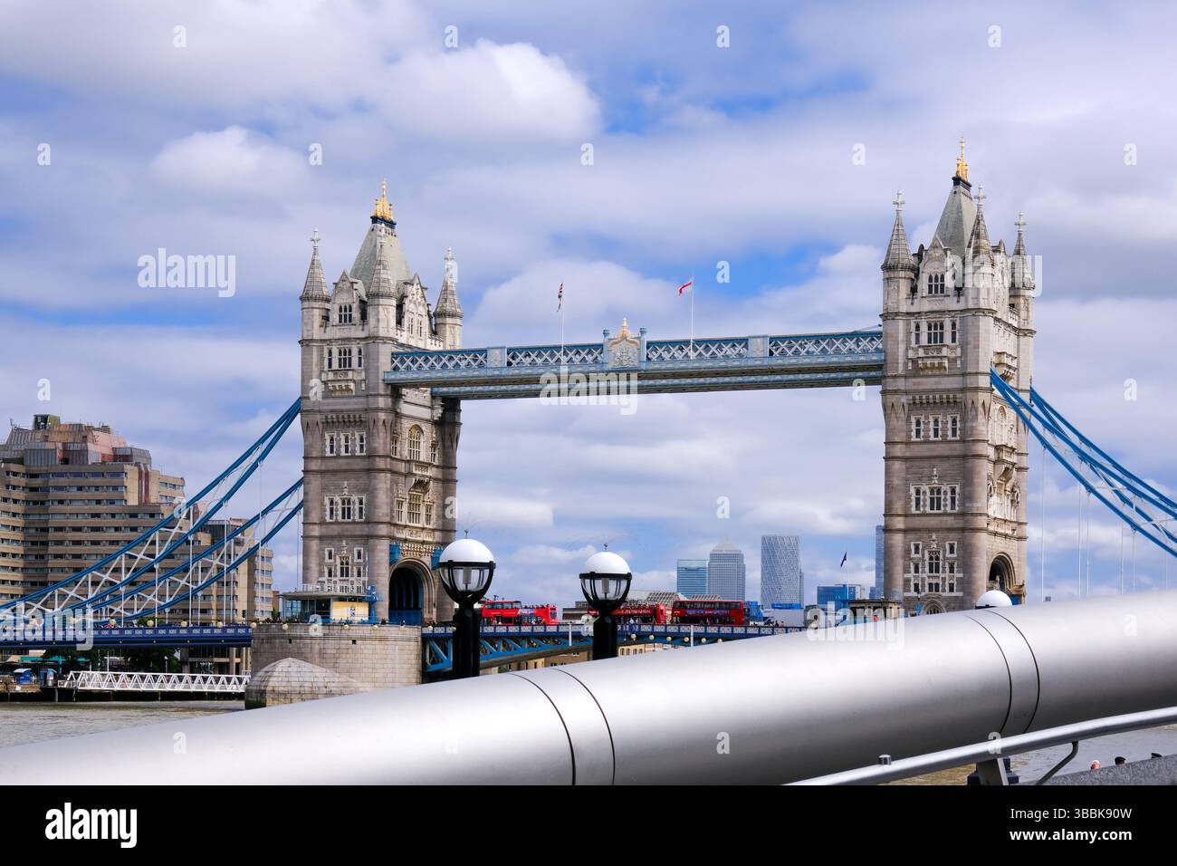 It is a two-deck drawbridge located over the River Thames in London, United Kingdom. Stock Photo