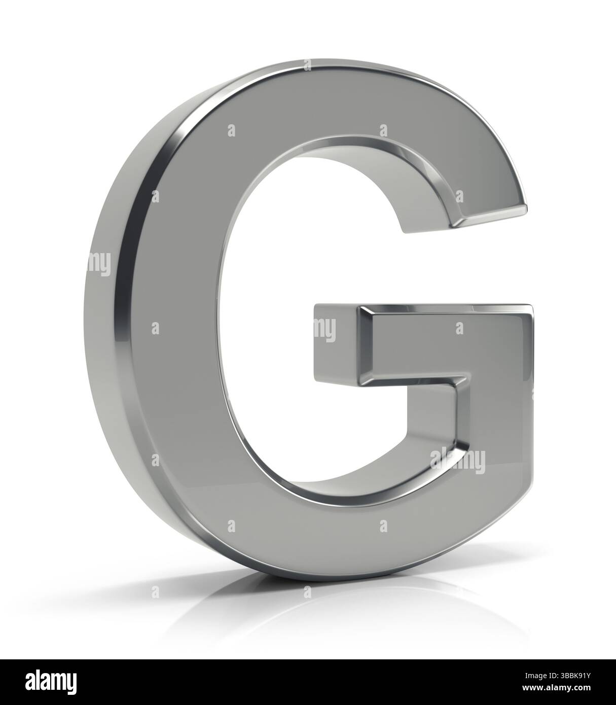 3D silver letter G isolated on white background Stock Photo - Alamy