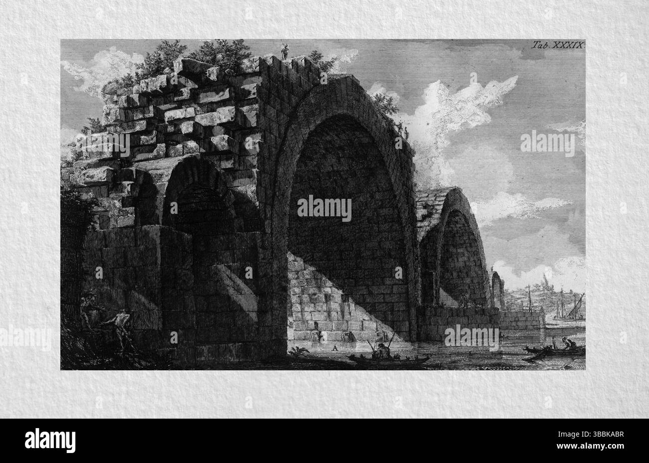 1762 Piranesi engraving showing rear view of Figure C, detailed ...