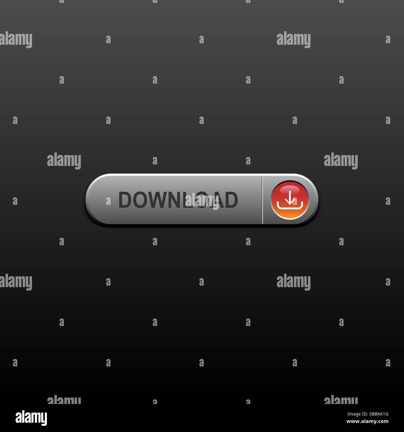 Modern 3D style download button with a red icon and metallic design on ...