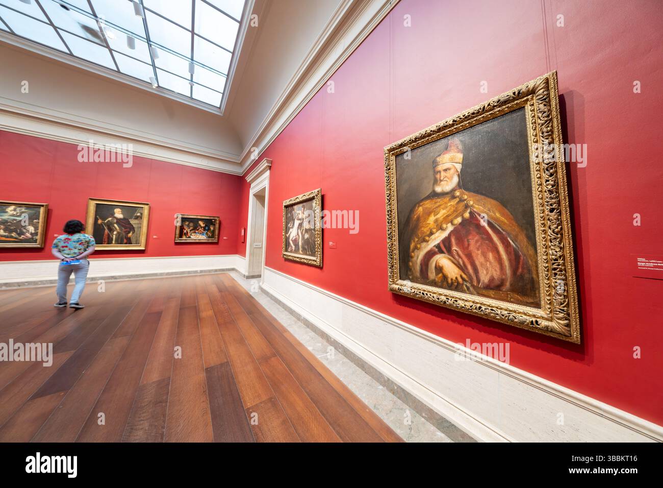 WASHINGTON DC — Titian's portrait of 'Doge Andrea Gritti,' painted around 1546-1550, is displayed at the National Gallery of Art as part of the Samuel H. Kress Collection. This oil on canvas work by the renowned Venetian Renaissance master depicts one of Venice's most significant leaders, who served as Doge from 1523 until his death in 1538. As a posthumous portrayal created approximately a decade after Gritti's death, the painting exemplifies Titian's masterful approach to political portraiture, likely showing the Doge in his ceremonial robes and cap, symbols of Venetian political authority. Stock Photo