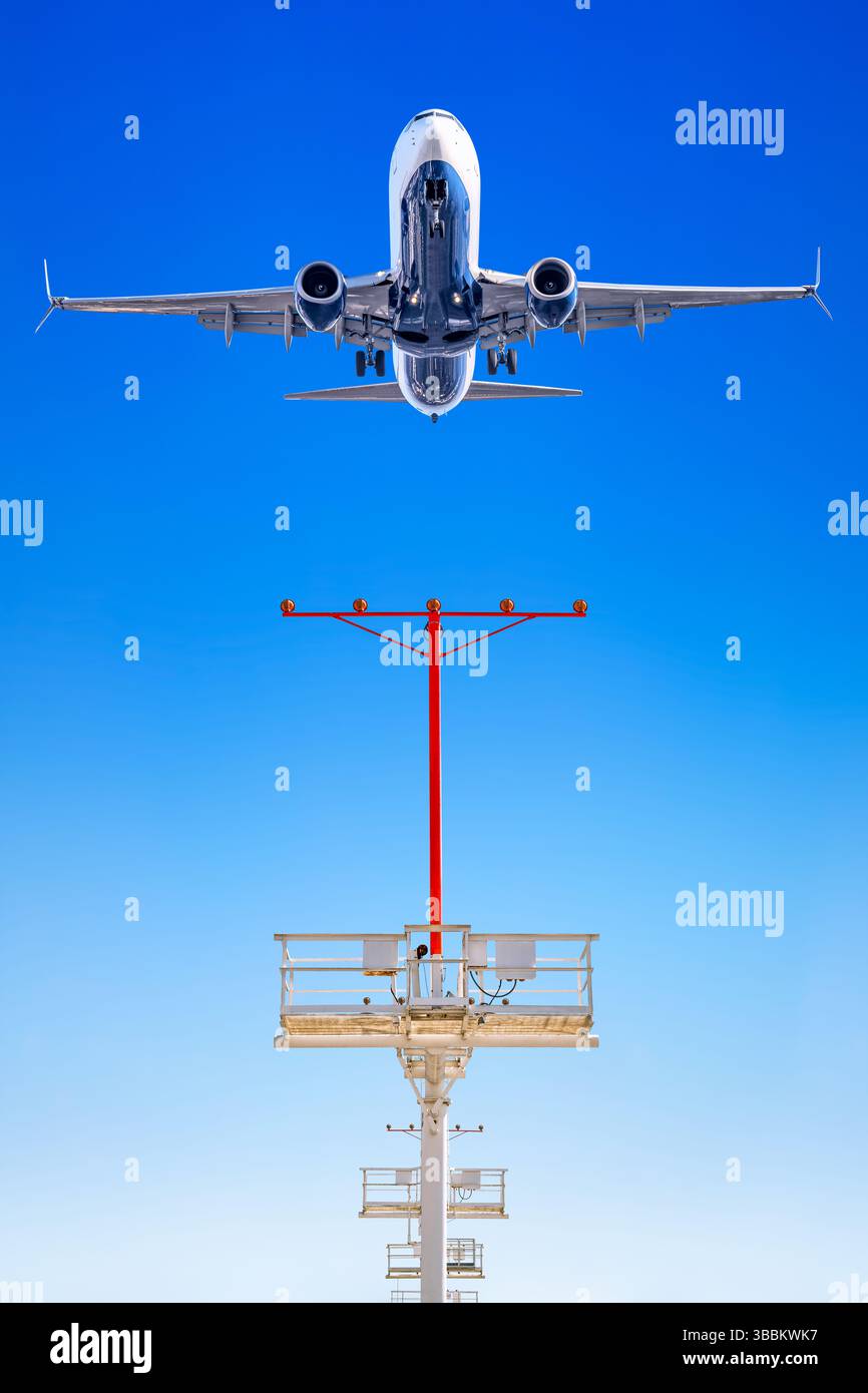 Modern airliner during a landing Stock Photo