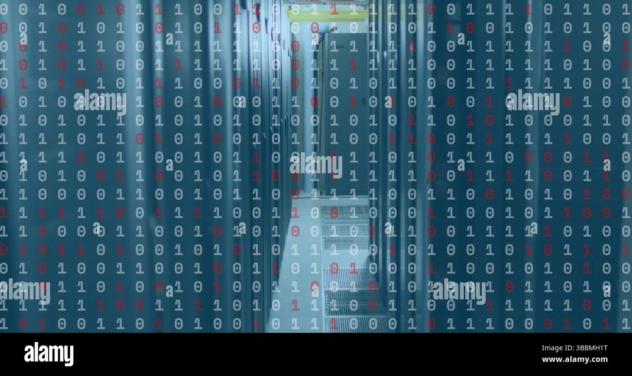 Image of data processing over server room Stock Photo