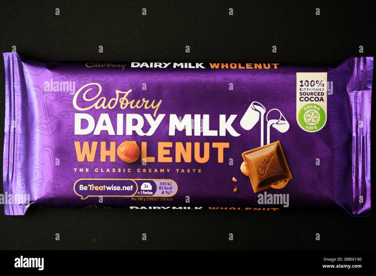 London UK, May 16 2025, A Bar Of Cadbury Dairy Milk Wholenut Chocolate Stock Photo