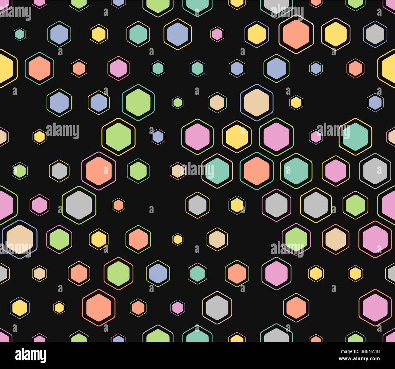 Rounded Hex Pattern Tileable hexagon pattern. Multicolored geometric elements of varied ...