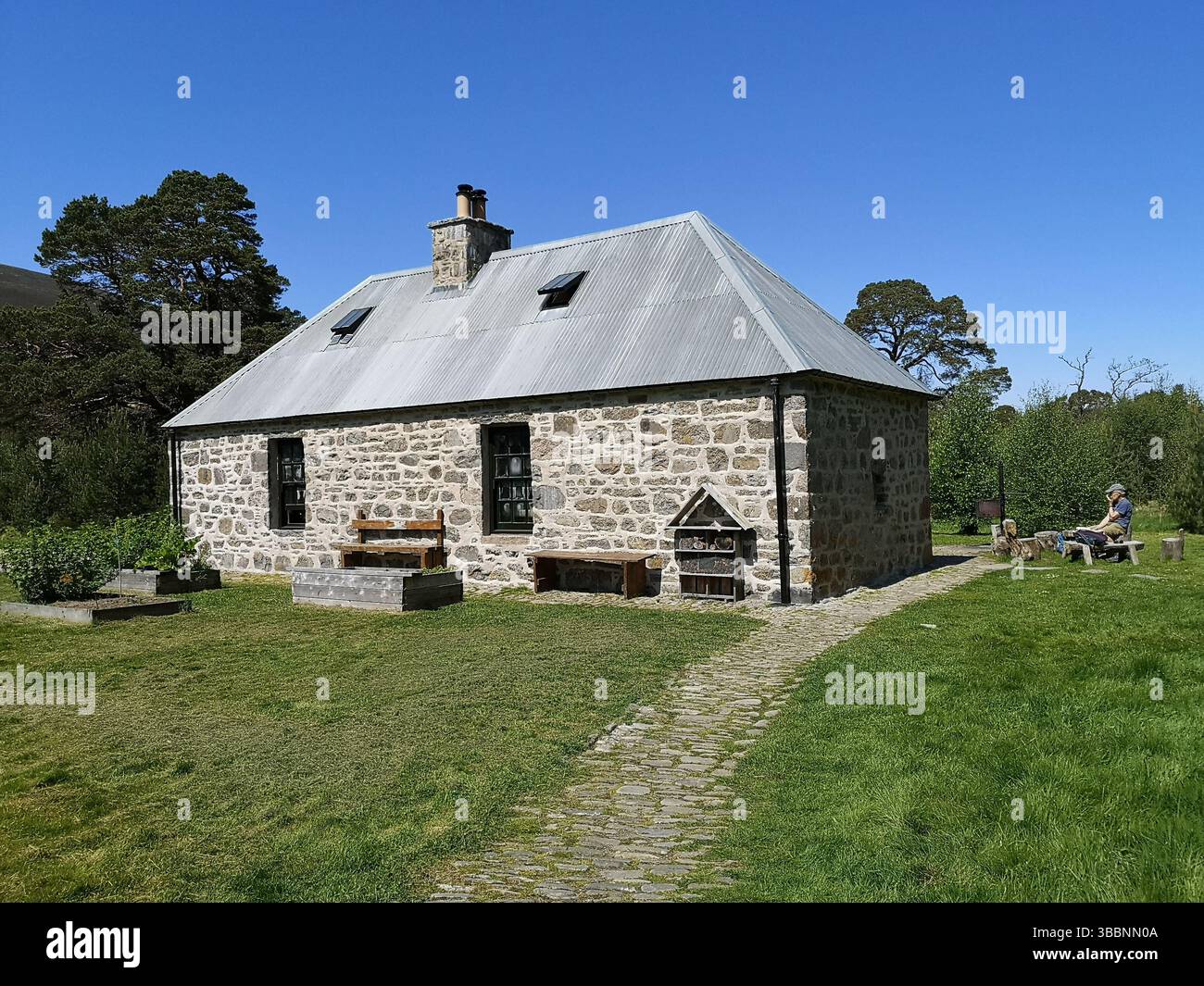 Ruigh Aiteachain Bothy or Glen Feshie Bothy owned and maintained by Wildland Ltd owned by billionaire Anders Povlsen. Monarch of the Glen connections. - Smartphone Captured Stock Image