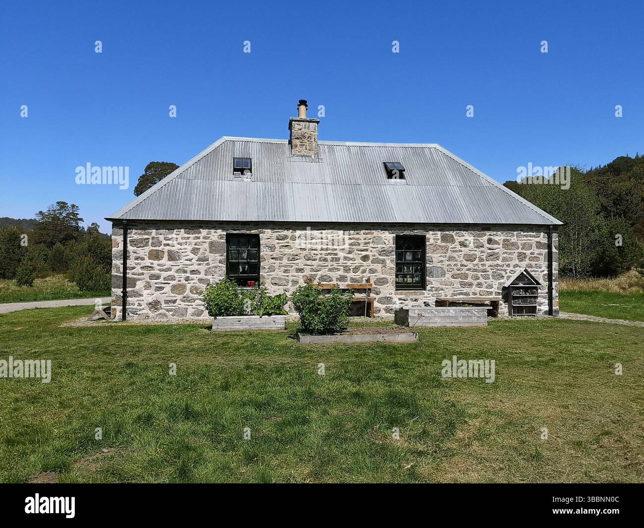Ruigh Aiteachain Bothy or Glen Feshie Bothy owned and maintained by Wildland Ltd owned by billionaire Anders Povlsen. Monarch of the Glen connections. - Smartphone Captured Stock Image