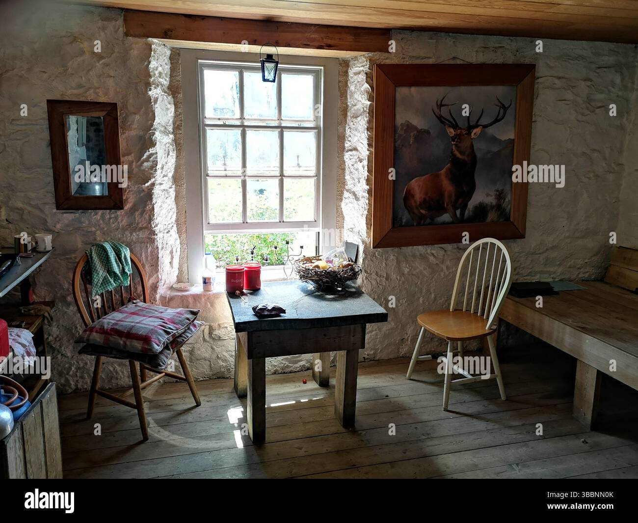 Ruigh Aiteachain Bothy or Glen Feshie Bothy owned and maintained by Wildland Ltd owned by billionaire Anders Povlsen. Monarch of the Glen connections. - Smartphone Captured Stock Image