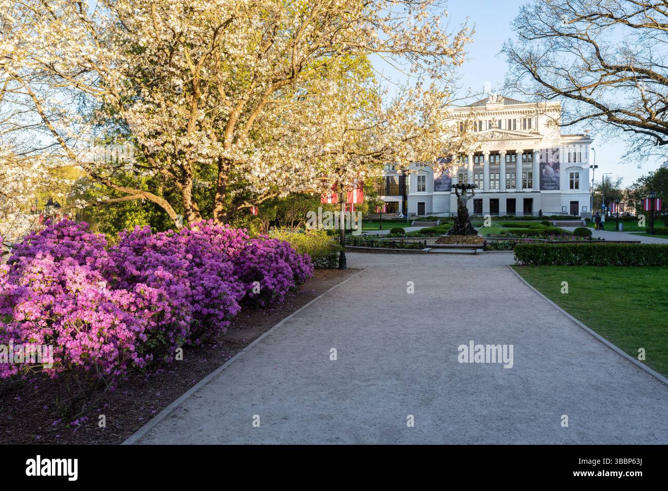 Bastion Hill city park (Bastejkalns Park) in Riga with the Latvian ...