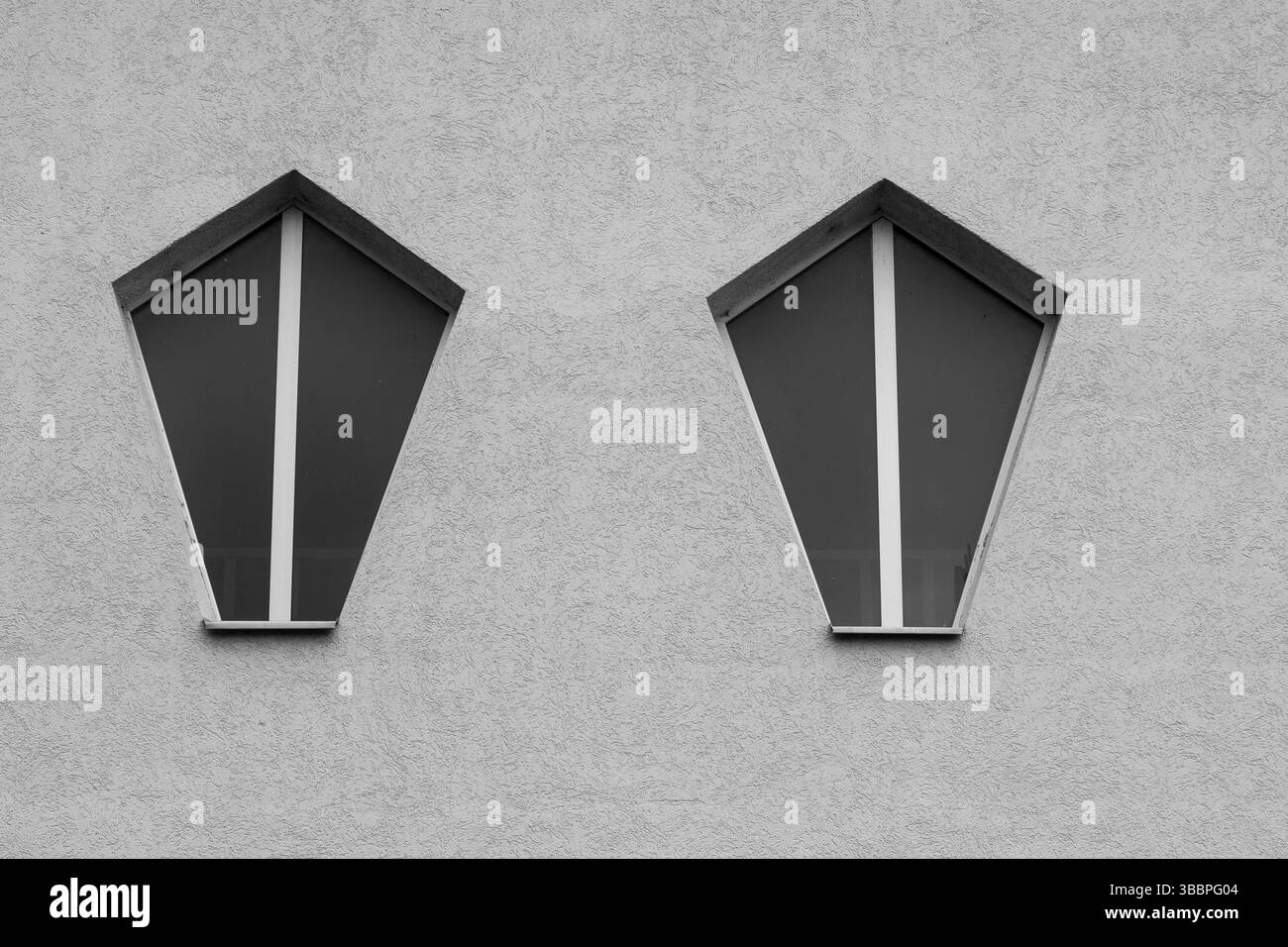 Coffin-Shaped Twin Windows – Gothic House Detail. Monochrome Hues Stock ...