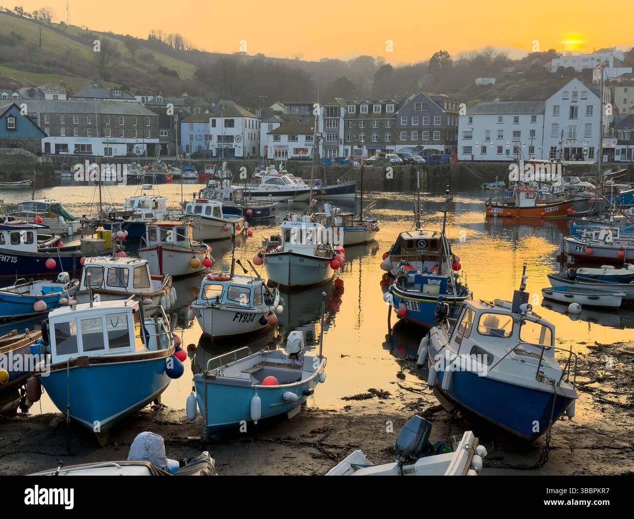 Fishing boats moored at Mevagissey, St Austell, Cornwall, UK - Smartphone Captured Stock Image
