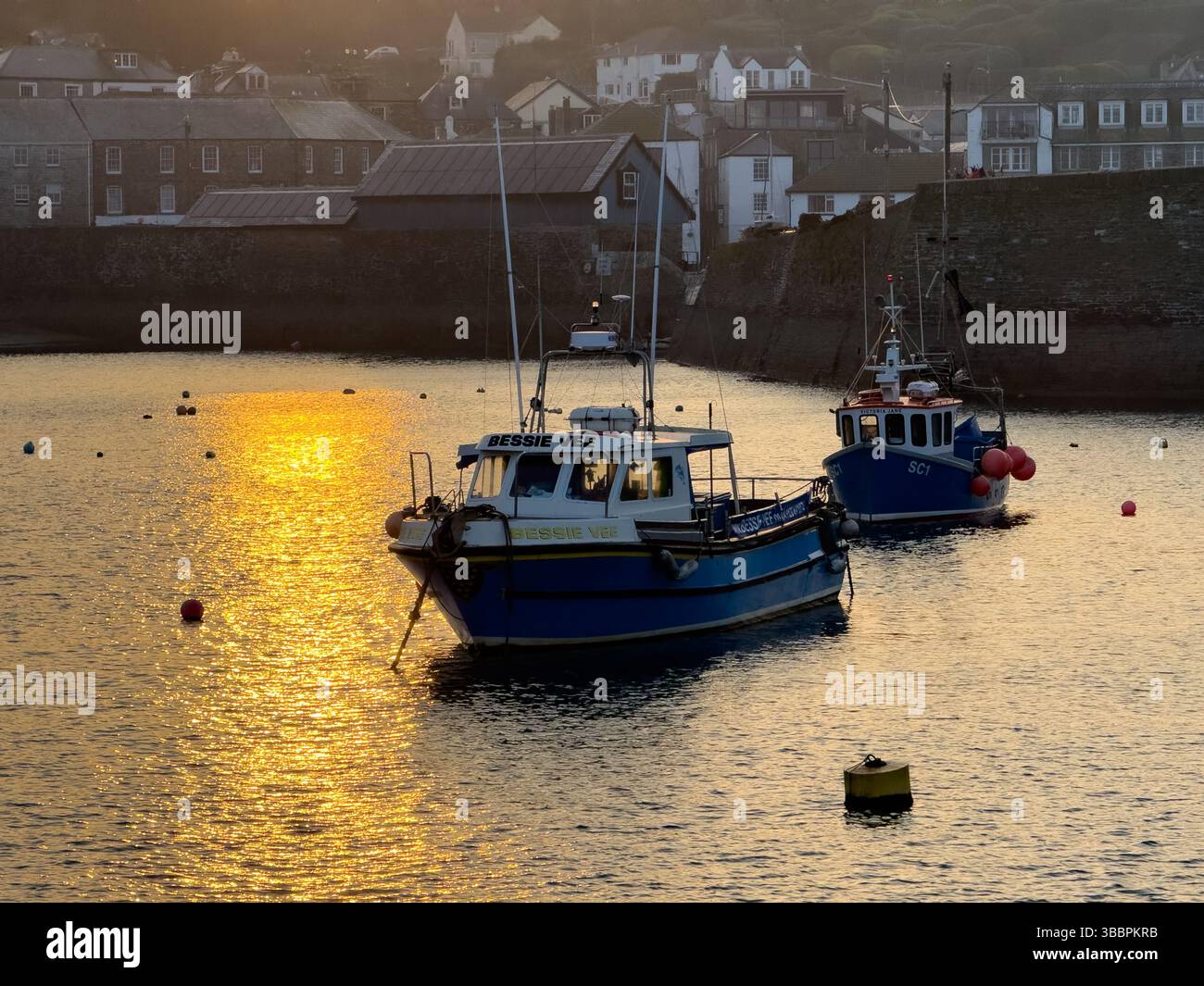Fishing boats moored at Mevagissey, St Austell, Cornwall, UK - Smartphone Captured Stock Image