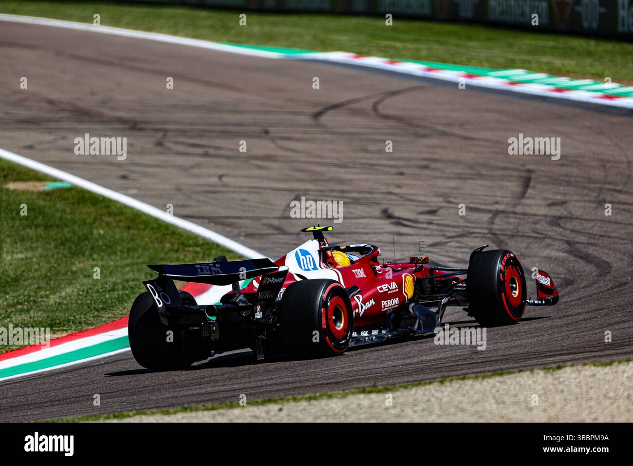 Lewis Hamilton (GBR) - Scuderia Ferrari - Ferrari SF-25 - Ferrari during Formula 1 AWS Gran Premio del Made in Italy e dell'Emilia Romagna 2025 - Autodromo Enzo e Dino Ferrari, Imola (BO) Italy from 15th to 18th May 2025, Stock Photo