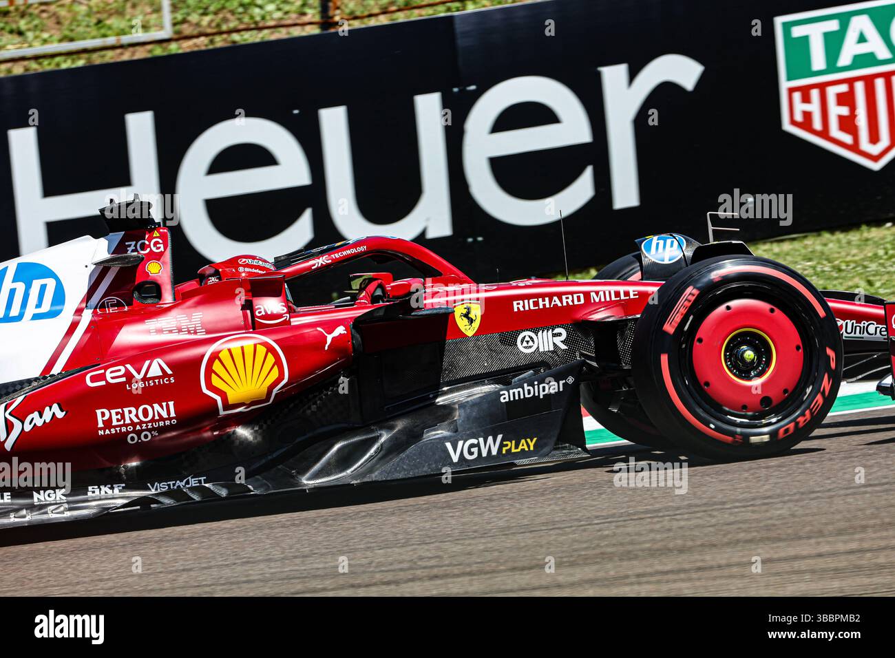 Lewis Hamilton (GBR) - Scuderia Ferrari - Ferrari SF-25 - Ferrari during Formula 1 AWS Gran Premio del Made in Italy e dell'Emilia Romagna 2025 - Autodromo Enzo e Dino Ferrari, Imola (BO) Italy from 15th to 18th May 2025, Stock Photo