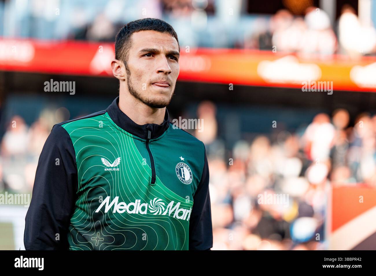 Rotterdam - Goalkeeper Plamen Andreev of Feyenoord during the thirty-third  round of the 2024/2025 Eredivisie season. The match is set between Feyenoo Stock Photo