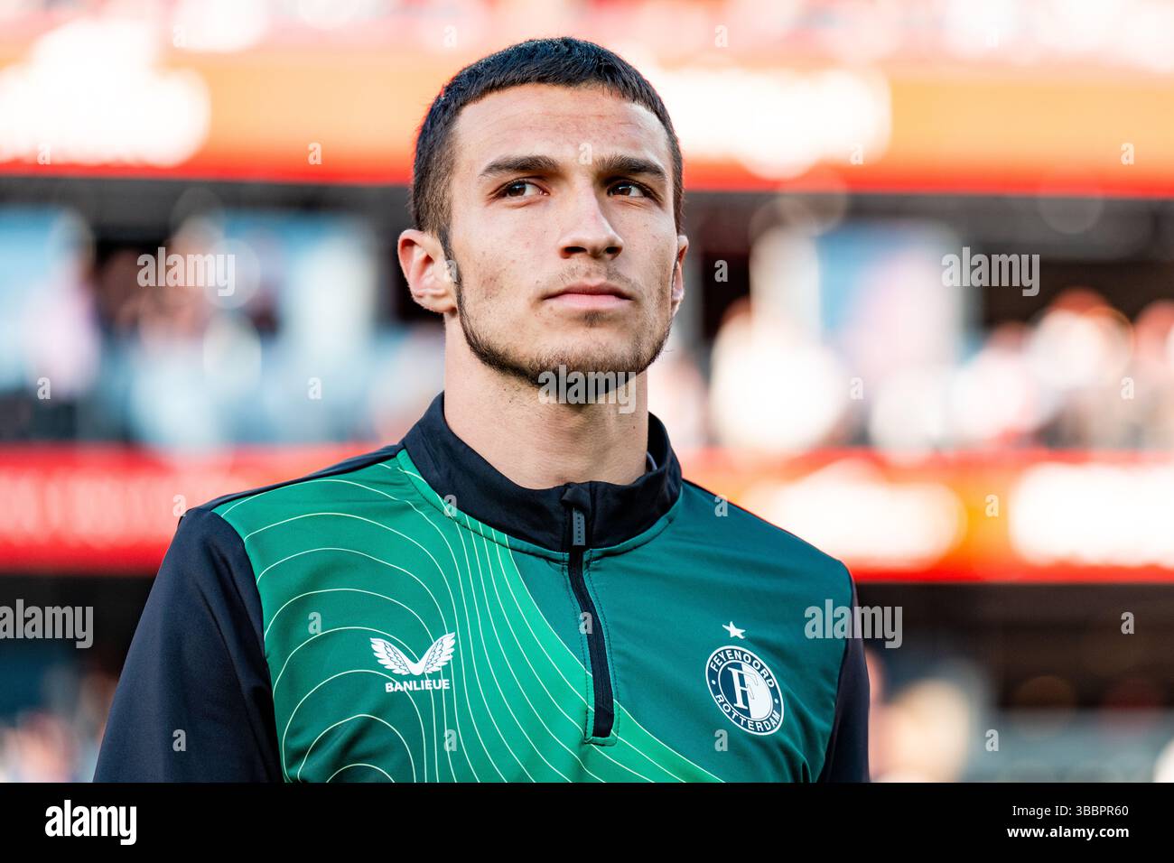 Rotterdam - Goalkeeper Plamen Andreev of Feyenoord during the thirty-third  round of the 2024/2025 Eredivisie season. The match is set between Feyenoo Stock Photo